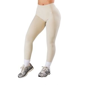 Alphalete Pump Seamless Leggings W/Logo XS Wheat